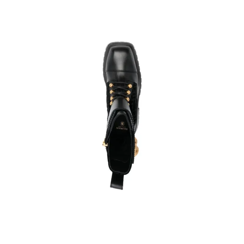 BALMAIN Embossed button Detail Ankle Boots-4