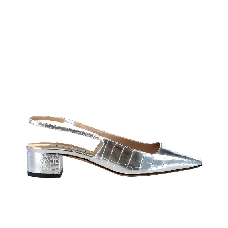 AQUAZZURA Ginza Chunky Heel High Heels 3.5cm Women's Silver-2