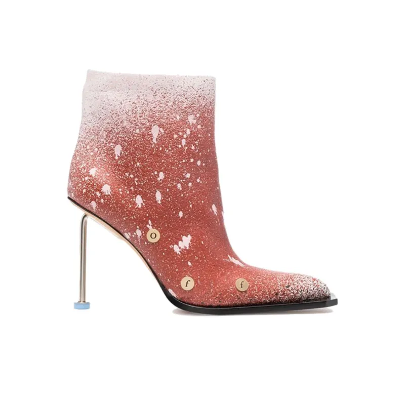 OFF WHITE Paint Splatter Stiletto Boots Women's-1