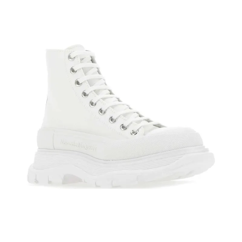 Alexander McQueen Canvas Tread Slick High Top Sneakers 'White'-1