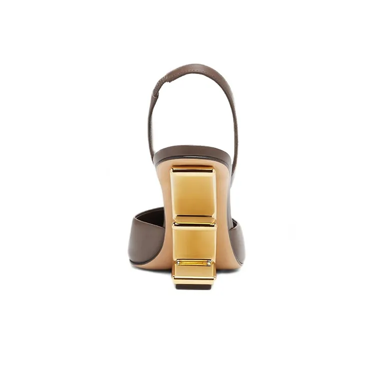 FENDI Leather Slingback Pumps-4