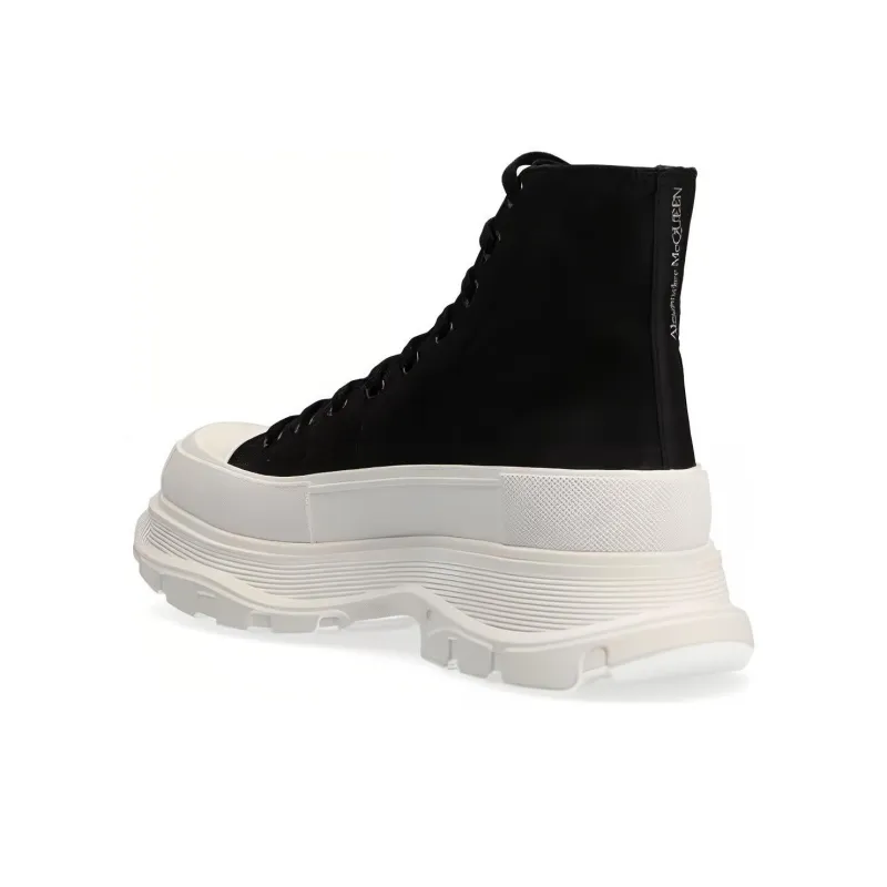 Alexander McQueen Tread Slick Lace Up Boot Black White-3
