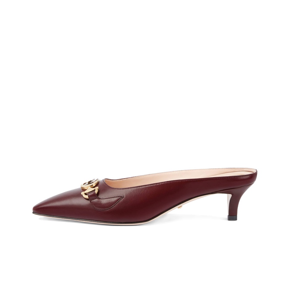 Gucci Vintage GG Square Toe Pumps Thick Heels Brown Size 36C