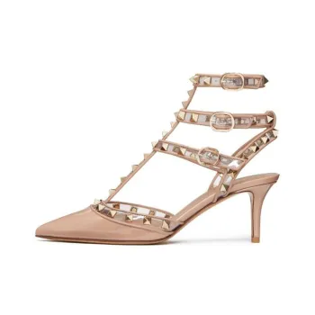 Valentino Rockstud GARAVANI Slim Heel High Heels 6.5cm Women's Pink