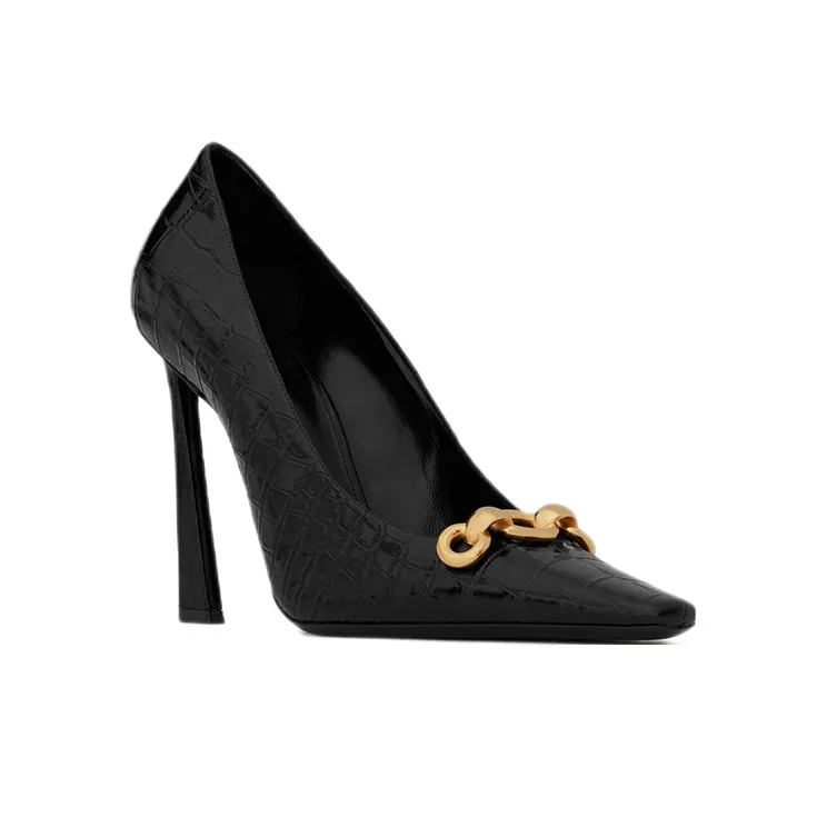 SAINT LAURENT Silvana Embossed Pointed Toe Pumps-2