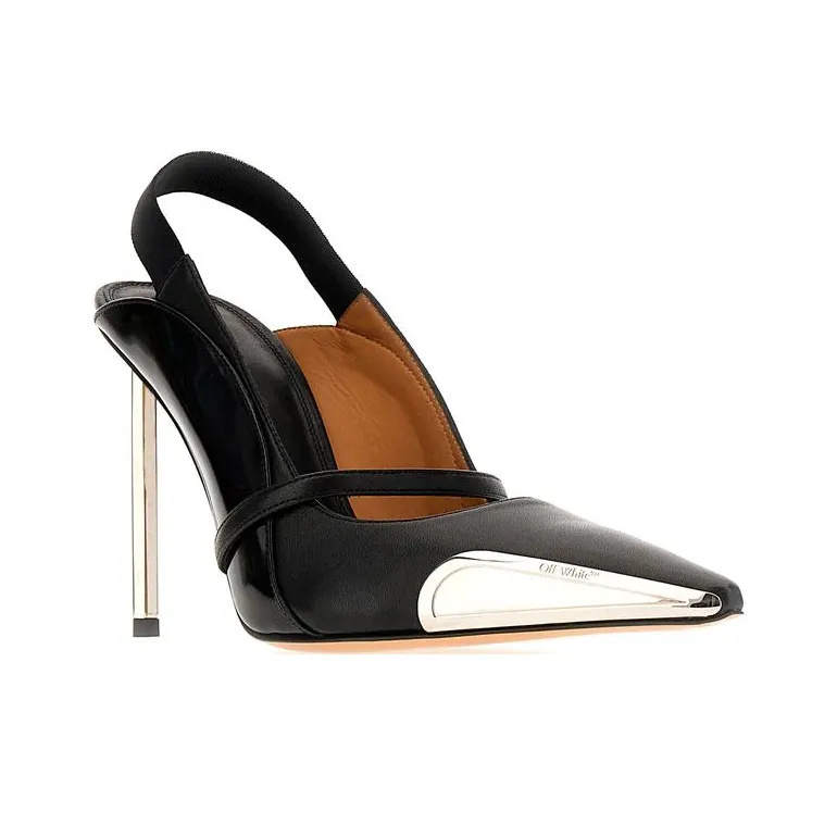 OFF WHITE Allen 100mm Leather Slingback Pumps-2