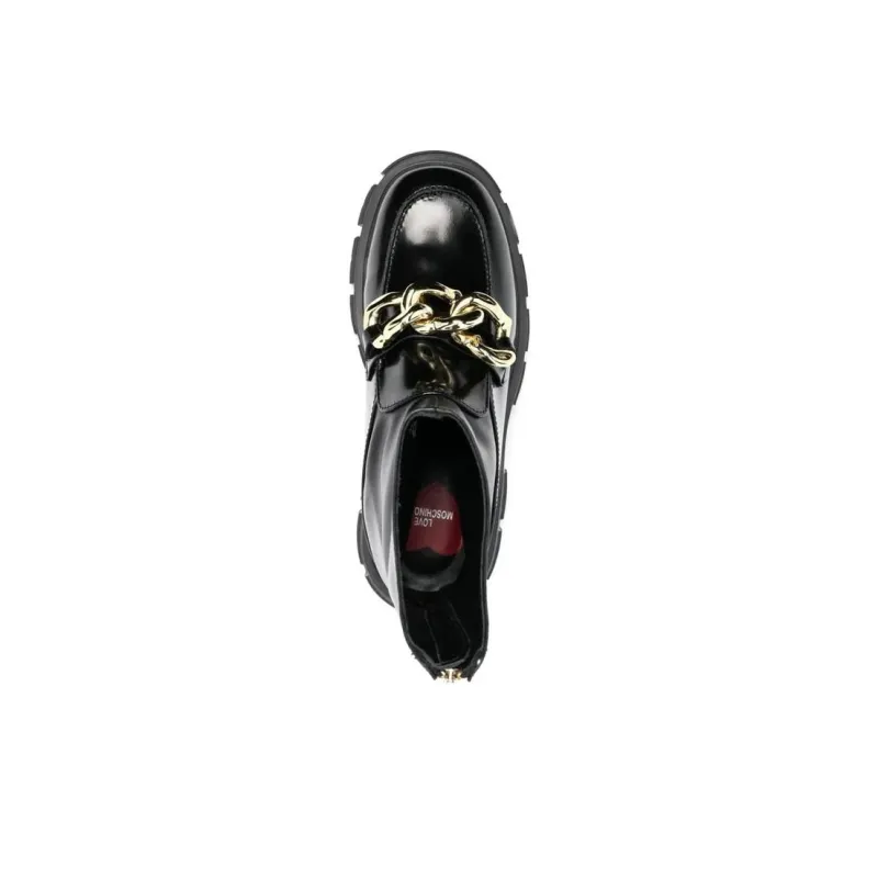 Love MOSCHINO Chain-embellished Leather Boots-5