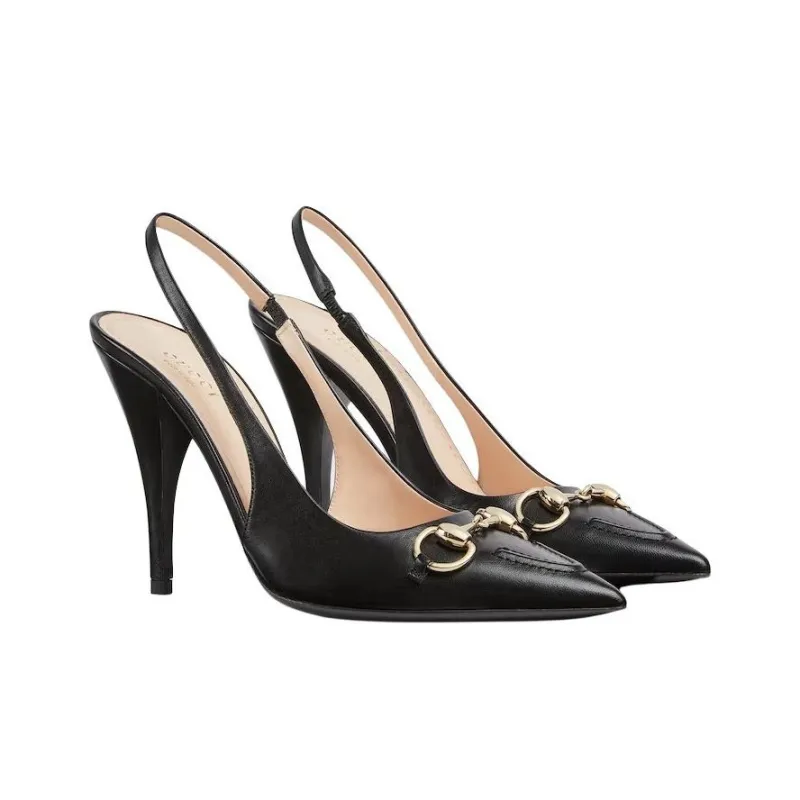 GUCCI Horsebit 24 Spring Summer Collection Slim Heel High Heels 10.5cm Women's Black-1