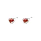 [Red]Sterling Silver Zircon Stud Earrings 1 Pair Eh-3364.ebG