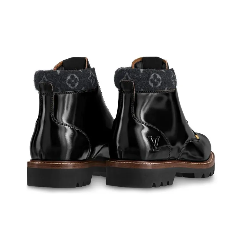 LOUIS VUITTON Oberkampf Ankle-Length Martin Boot Men's Black-2