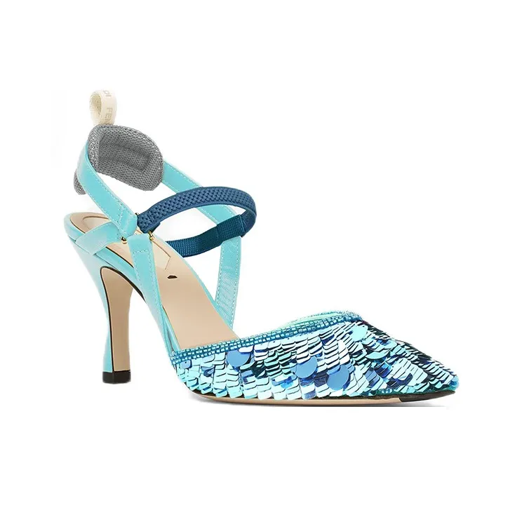 FENDI Sequin Embellished High Heeled Slingback Pumps-2