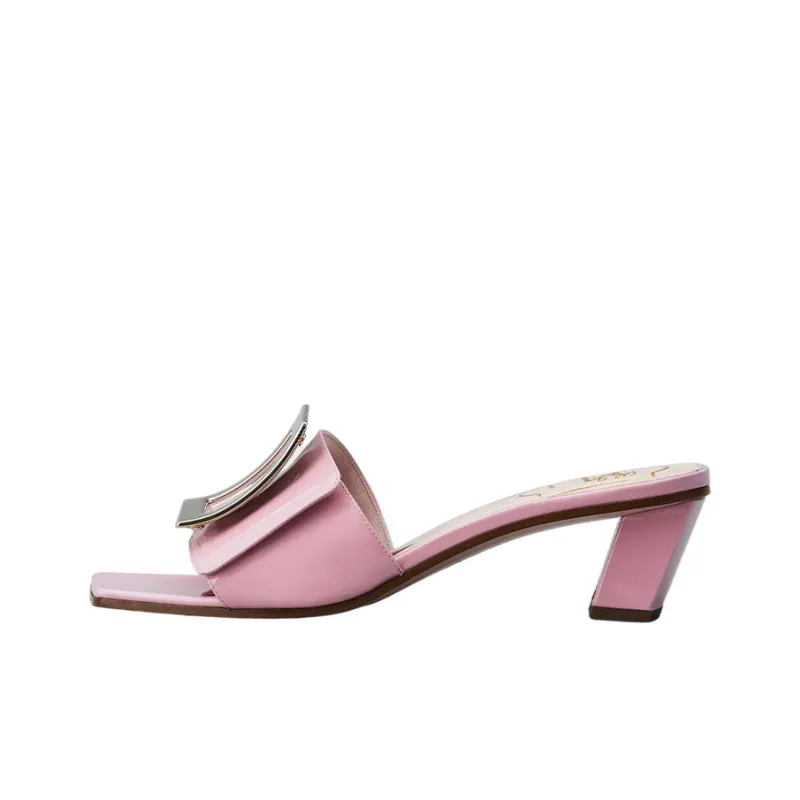 Roger Vivier Biki Love Chunky Heel Slide Slippers 4.5cm Women's Pink-0