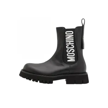 MOSCHINO Short Chelsea Boots Men's Black White