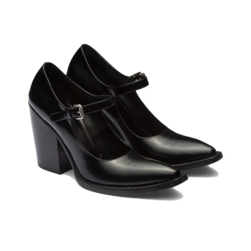 PRADA Chunky Heel High Heels Women's Black-2