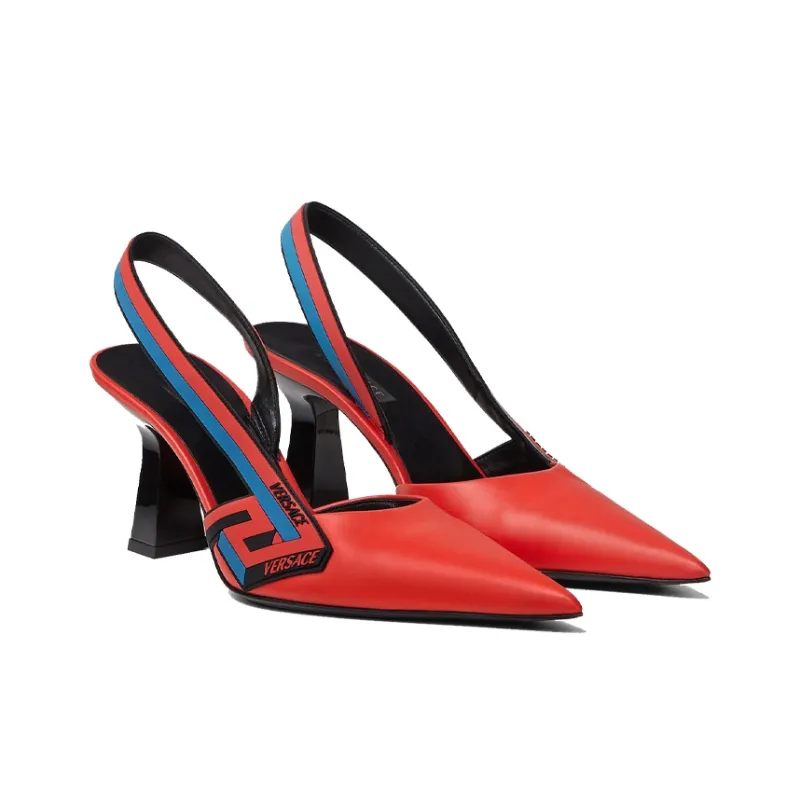 VERSACE La Greca High Heels Women's Low-Top Red-2