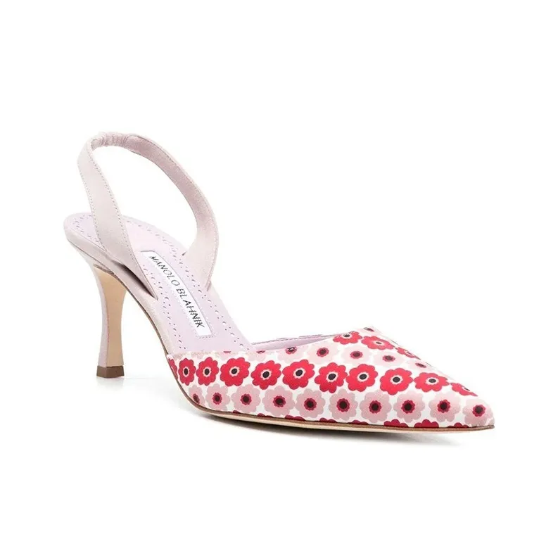 MANOLO BLAHNIK Carolyne Slim Heel High Heels 8.5cm Women's Pink-2