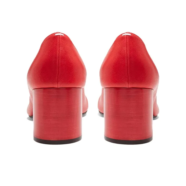 Maison Margiela Tabi Mary-Jane Color Chunky Heel High Heels Women's Red-4