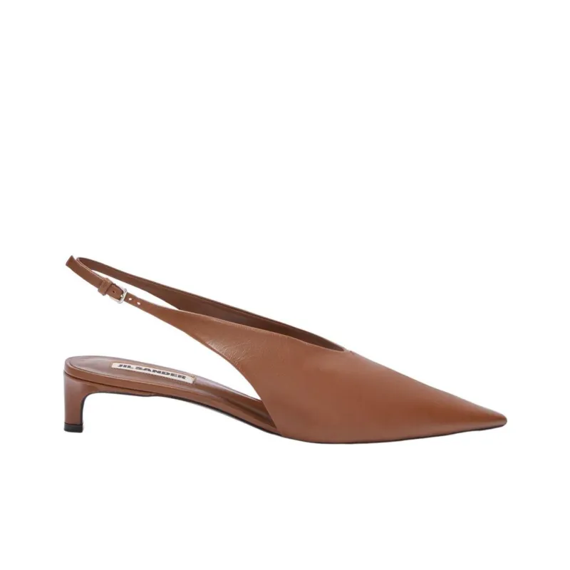JIL SANDER Pointed-toe Leather Slingback Pumps-1