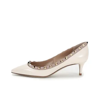 Valentino Rockstud Slim Heel High Heels 5cm Women's Light Ivory