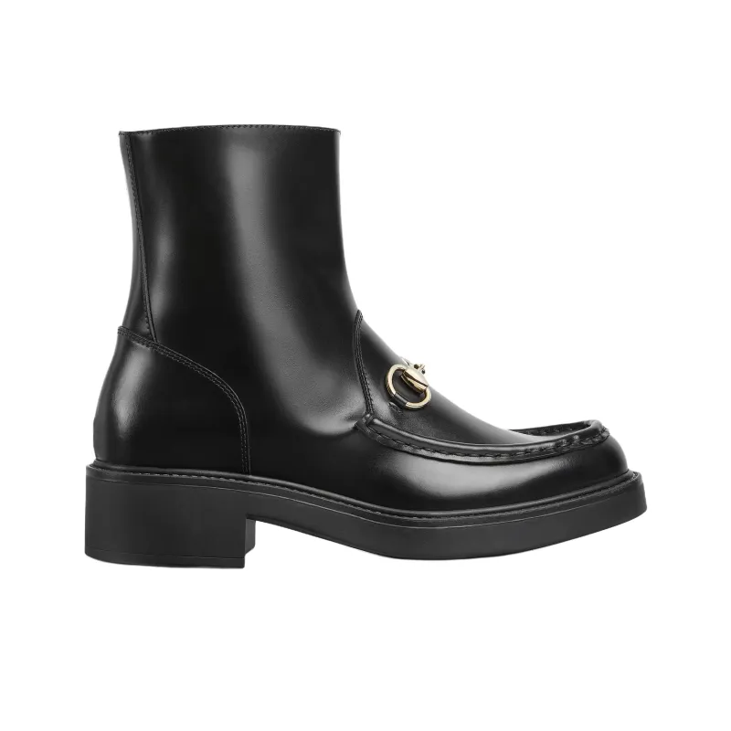 GUCCI Horsebit Ankle Boots Women's Black-1
