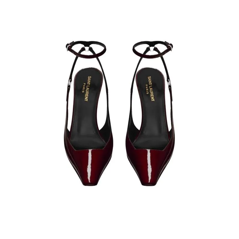 SAINT LAURENT CALISTA Slim Heel High Heels 10.5cm Women's Burgundy-3