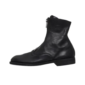 GUIDI Leather Zip front Ankle Boots
