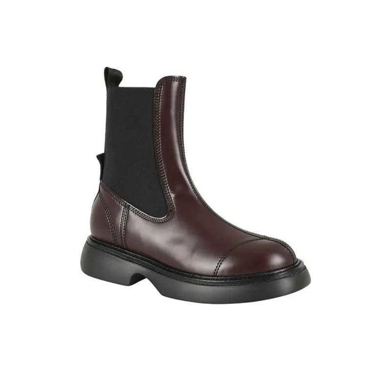 GANNI Short Chelsea Boots 4cm Women's Brown-2