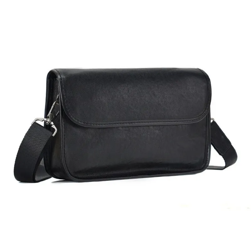 DOSRFINI Cow Leather Crossbody Bags Shoulder Bags Large Size Men's Black-1