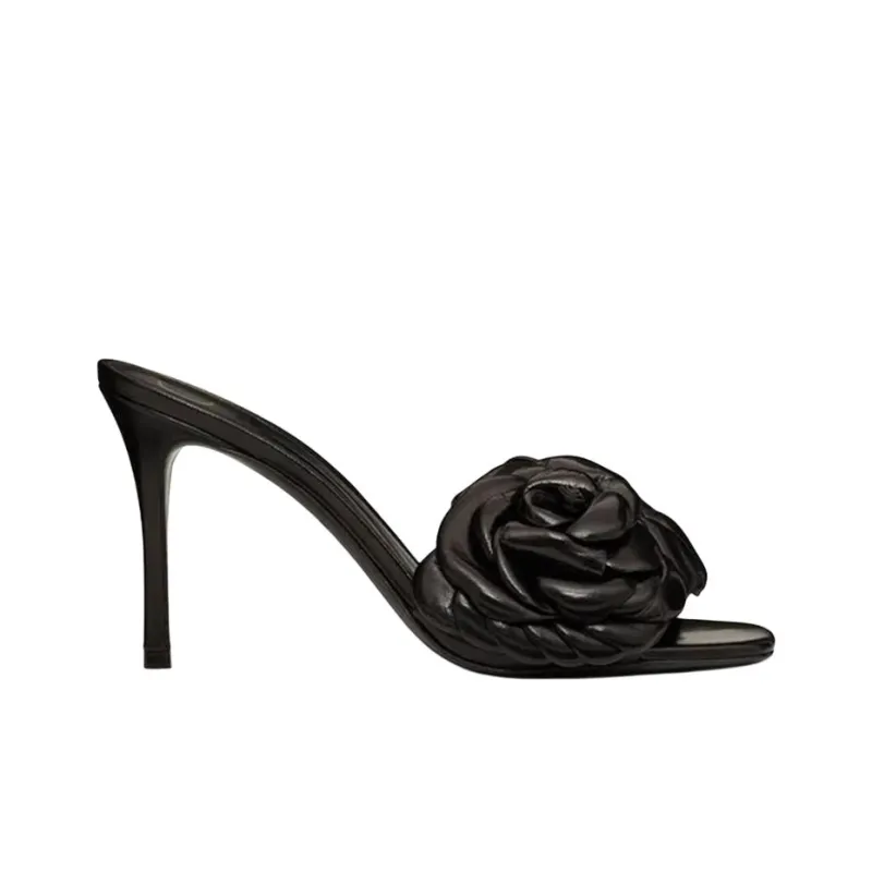 Valentino Atelier Slim Heel Slide Slippers Women's Black-1