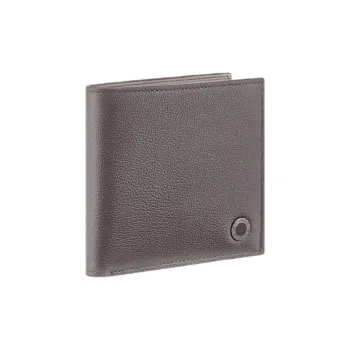 BVLGARI Grained Cow Leather Wallet Men's Dark Gray