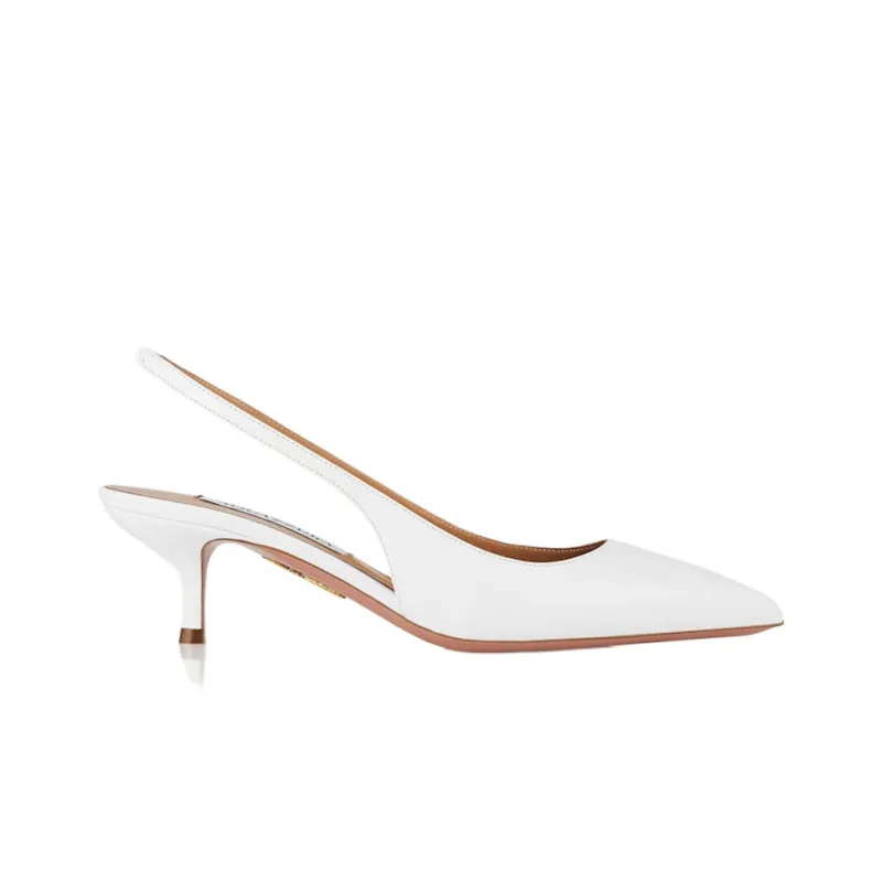 AQUAZZURA Purist Sling Slim Heel High Heels 5cm Women's White-1