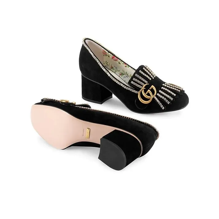 GUCCI Block Heel High Heels 5.5cm Women's Black-4