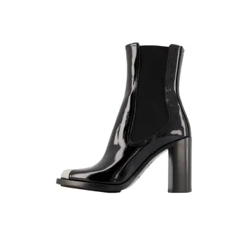 Alexander McQueen Punk Short Chelsea Boots Women's Silver Black