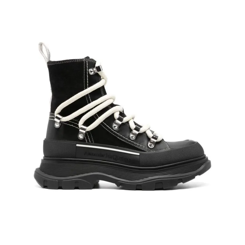 Alexander McQueen Round Toe Lace Up Ankle Boots Women's-1