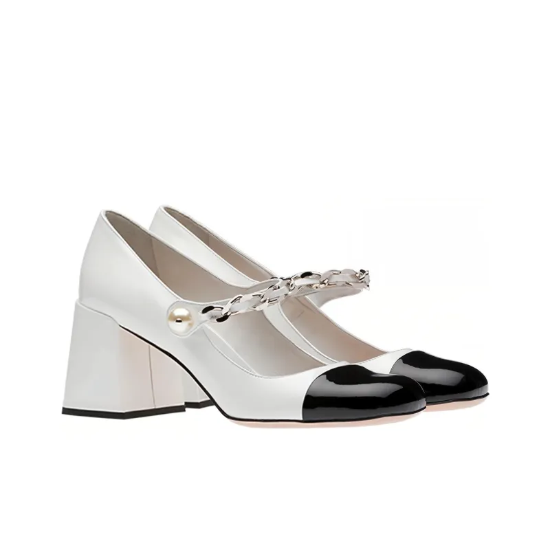 MIU MIU Chain Pearl Strap Pumps-2