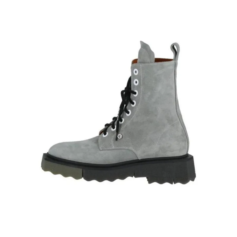 OFF-WHITE Spongesole Leather Ankle Boot Sand Black-0
