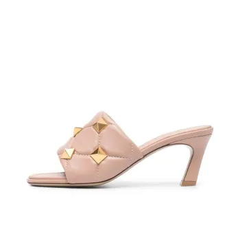 Valentino Roman Stud Slim Heel High Heels Women's Beige
