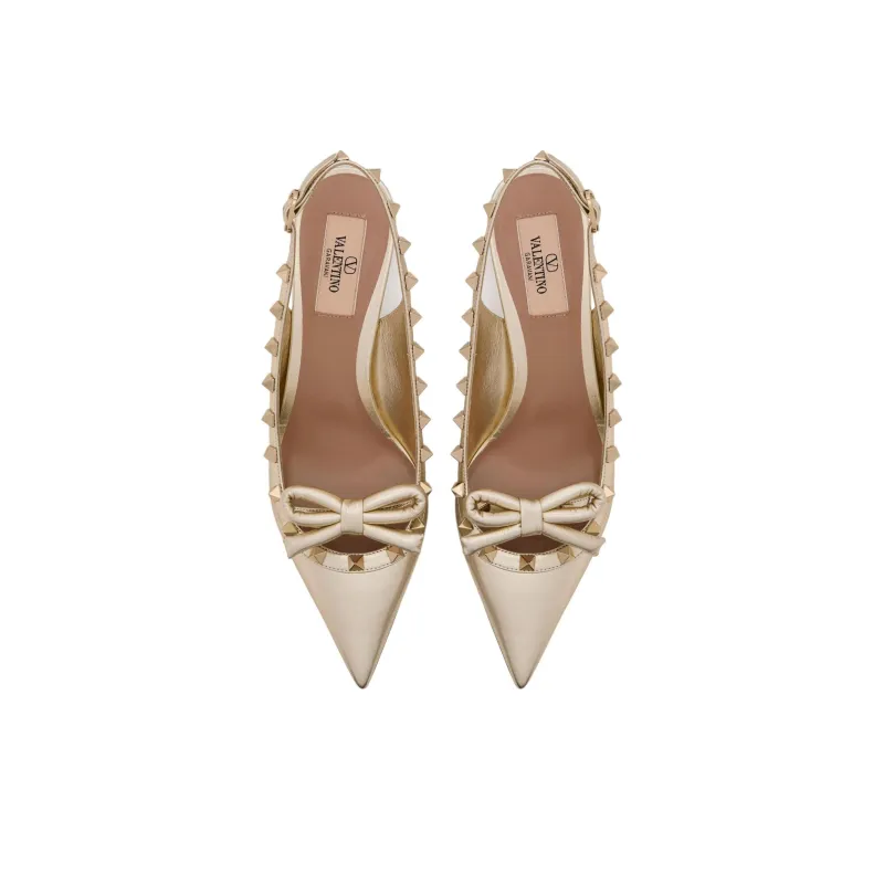 Valentino ROCKSTUD Slim Heel High Heels Women's Gold-3