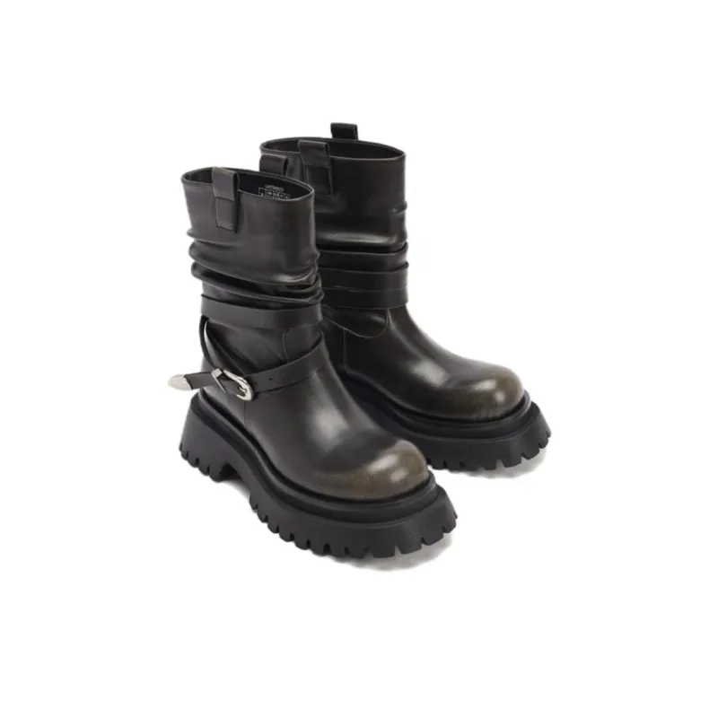 URBAN REVIVO Ankle Boots Women's Dark Coffee Brown-1