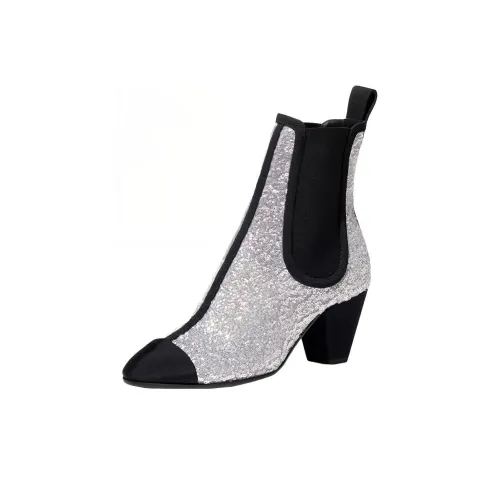 CHANEL Short Chelsea Boots Women's Silver