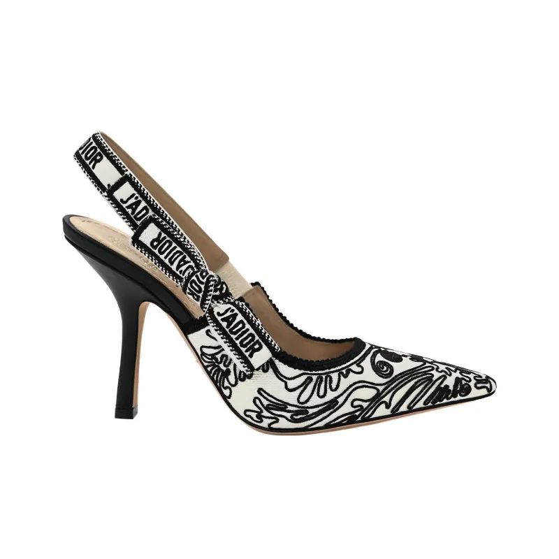 DIOR J'Adior Slim Heel High Heels Women's White Black-1