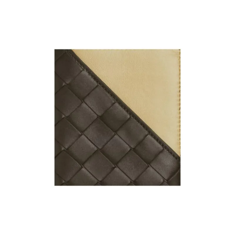 Bottega Veneta Intrecciato Lambskin Wallet Medium Size Women's Persimmon Color With Light Cream Candy-3