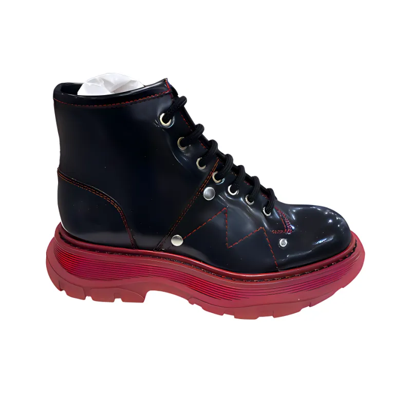 Alexander McQueen Studded Polished Leather Ankle Boots 'Black' Women's-1