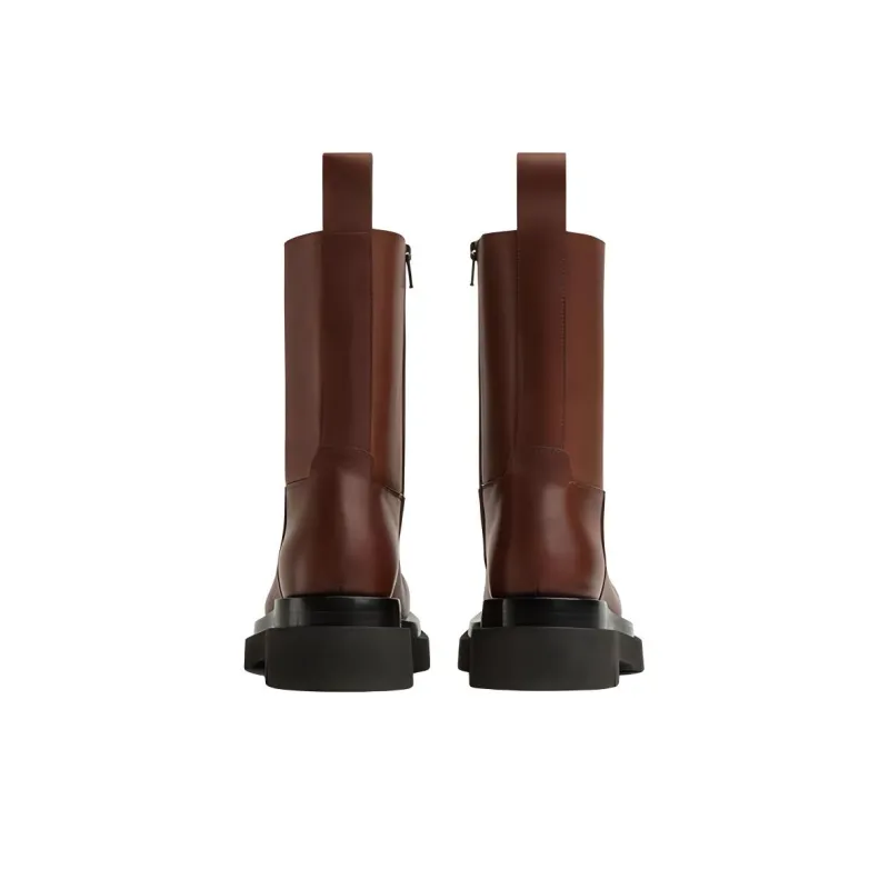 Bottega Veneta Lug Ankle Boots Men's Deep Chestnut-4
