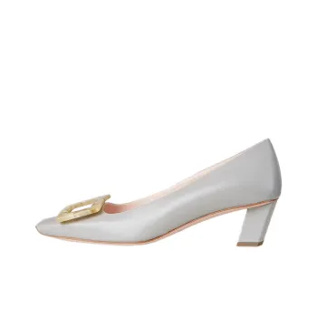 Roger Vivier Belle Vivier Motherpearl Buckle Chunky Heel High Heels 4cm Women's Gray