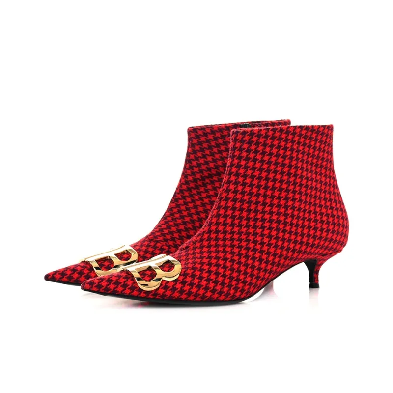 Balenciaga Knife Ankle Boots Women's Red-1