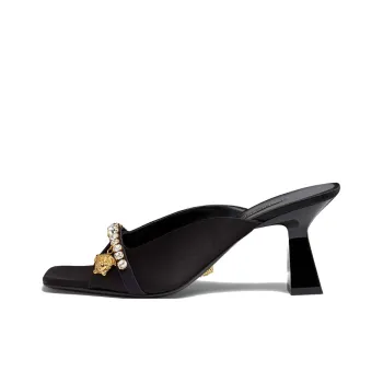 VERSACE La Medusa Spool Heel Slide Slippers 7cm Women's Black