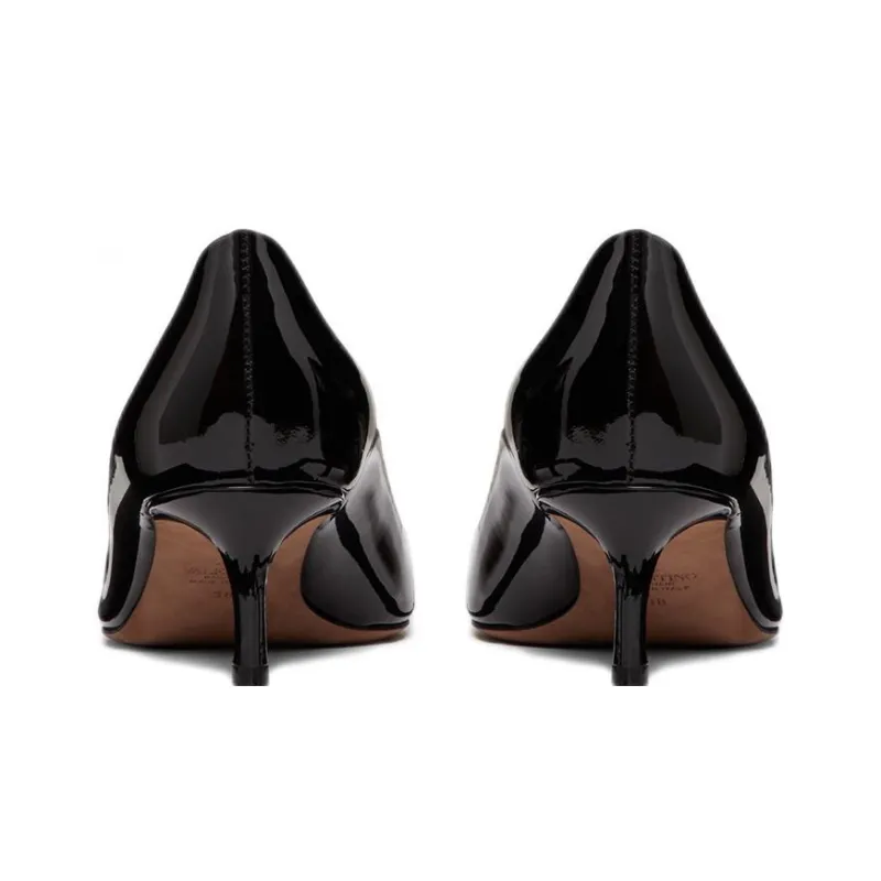 Valentino One Stud Slim Heel High Heels 5cm Women's Black-4