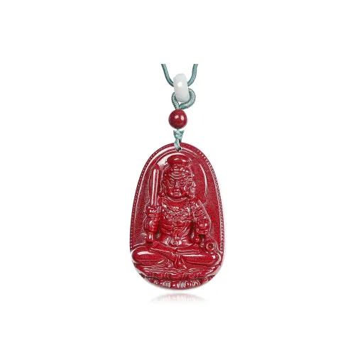 Cuiya Golden Building Reconstructed Cinnabar Necklaces Unisex