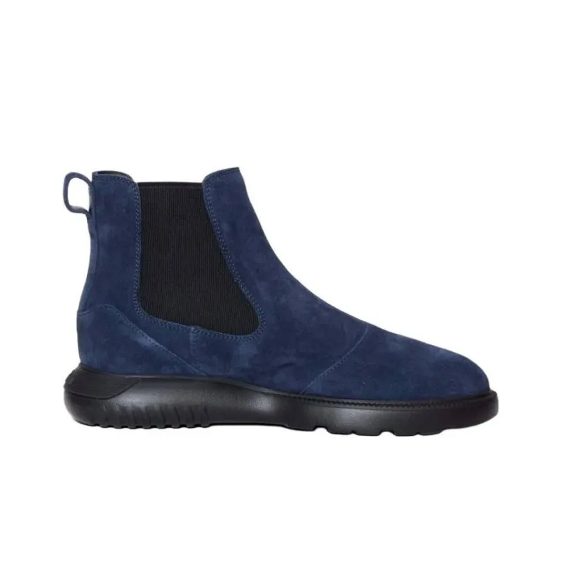 HOGAN H600 Short Chelsea Boots Men's Blue Black-1